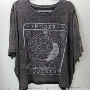 Obsessive Love Acid Wash Sun & Moon Rise Celestial Tee